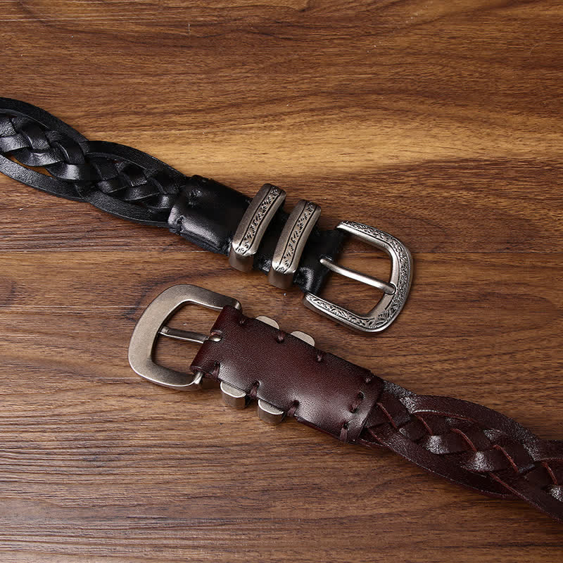 Rustikaler Charme – handgewebter, geflochtener Freizeit-Ledergürtel - image 2