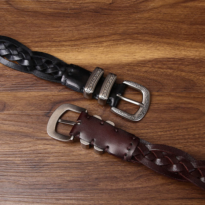 Rustikaler Charme – handgewebter, geflochtener Freizeit-Ledergürtel - image 2