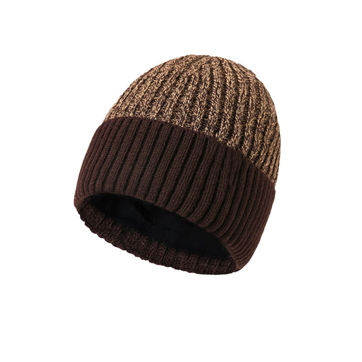 Warme, fleecegefütterte Strickmütze für Herren für den Winter - Kaffee - Verstellbar (ca. 21 5/8"-23 1/4") - image 6