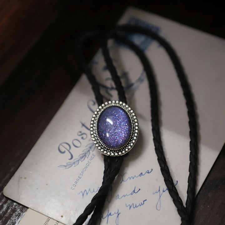 Glitzernde lila Edelstein-Retro-Metall-Bolo-Krawatten - image 7