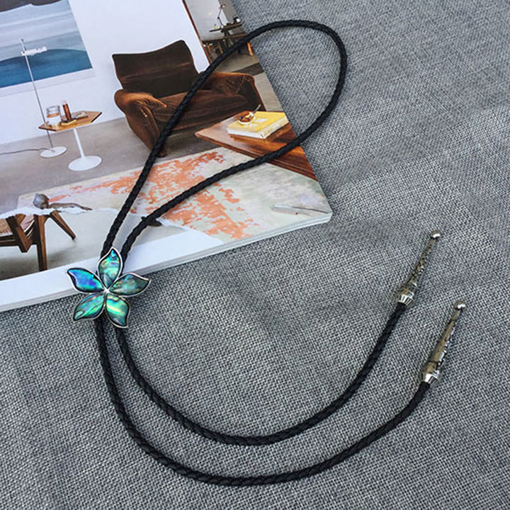 Blumenförmige, schillernde Bolo-Krawatten aus Abalone-Muschel im Vintage-Stil aus Metall - image 4