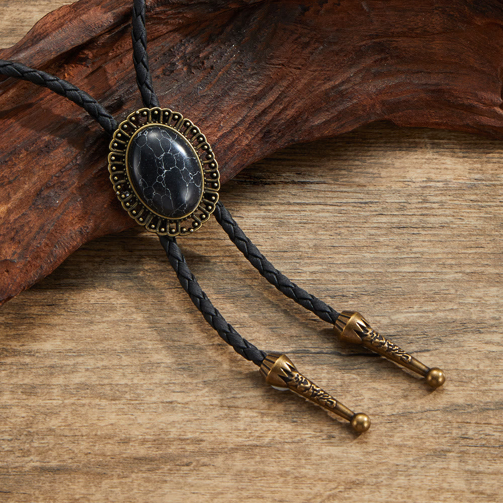 Bolo-Krawatten mit Retro-Metallrahmen und verschiedenen Natursteinen - Stil Nr. 1 - image 1