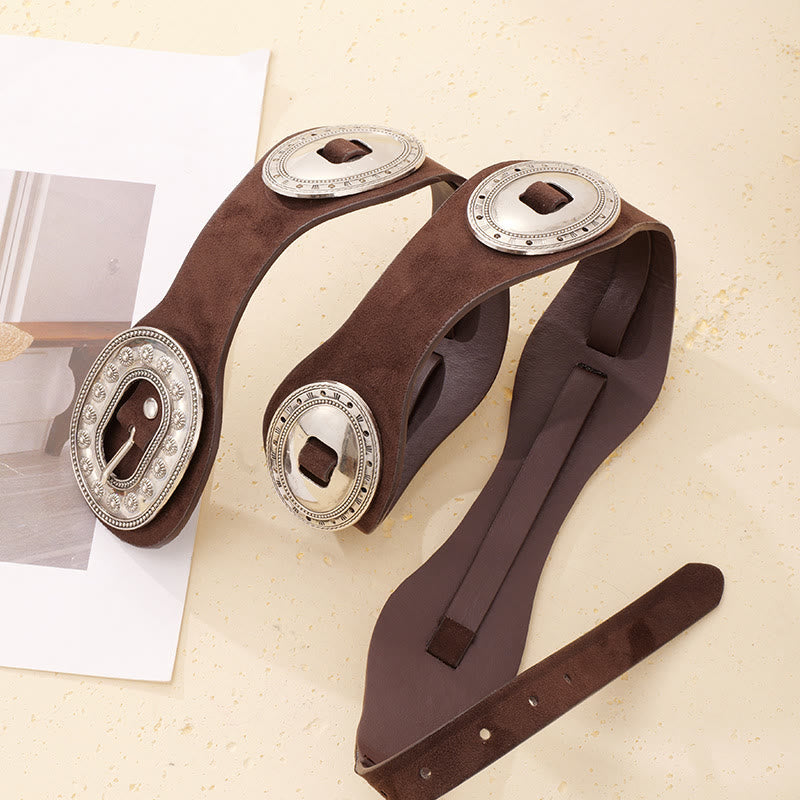 Eleganter Vintage-Gürtel aus Wildleder mit verzierter Schnalle für Damen - image 1