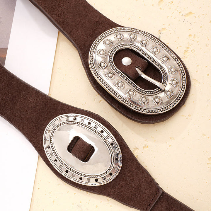 Eleganter Vintage-Gürtel aus Wildleder mit verzierter Schnalle für Damen - image 2