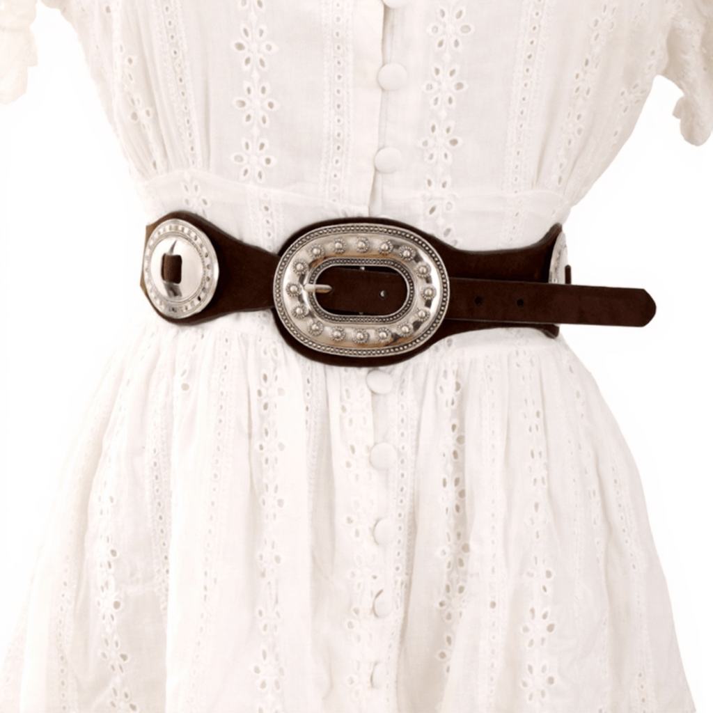 Eleganter Vintage-Gürtel aus Wildleder mit verzierter Schnalle für Damen - image 3