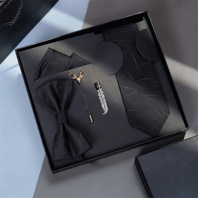 5-teiliges Herren-Set: Fliege, Einstecktuch, Brosche, Krawatte - Stil Nr. 1 - image 0