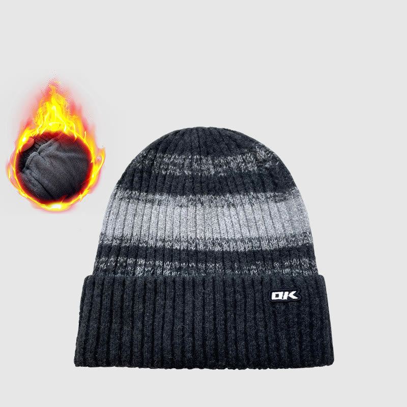 Herren-Wintermütze mit Fleecefutter und Streifenmuster - Dunkelgrau - Verstellbar (21 1/4"-22 7/8") - image 2