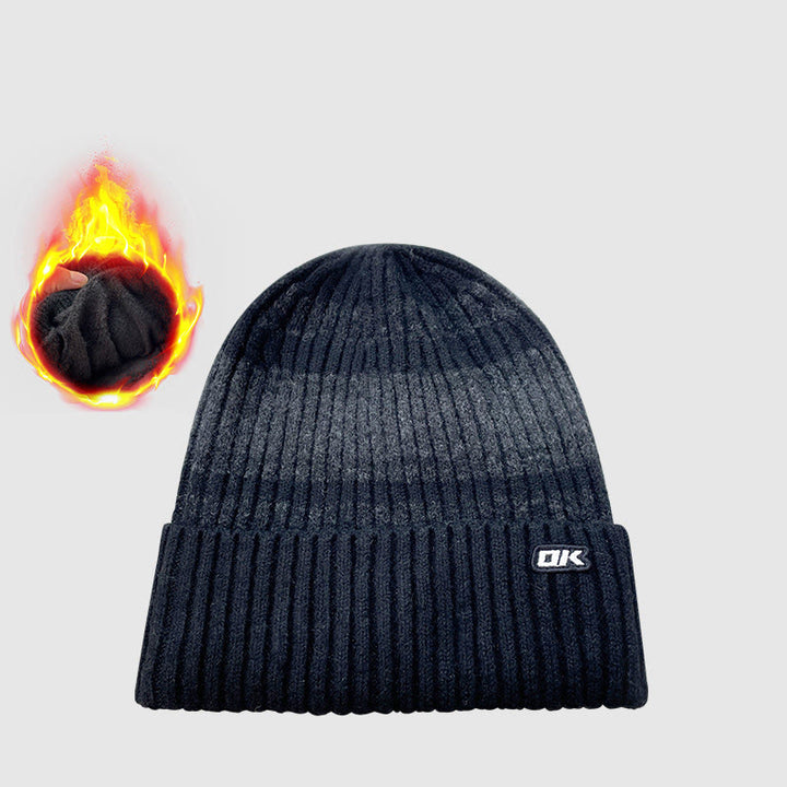 Herren-Wintermütze mit Fleecefutter und Streifenmuster - Schwarz - Verstellbar (21 1/4"-22 7/8") - image 1