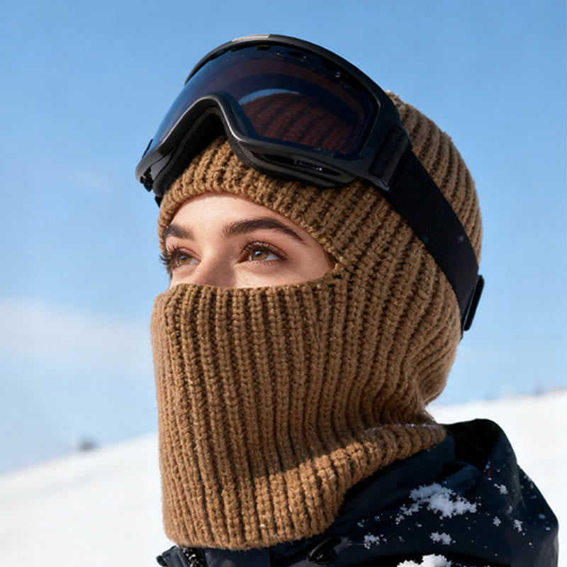360°-Rundum-Windschutz-Strickmütze für den Winter - Braun - Verstellbar (20 7/8"-23 5/8") - image 4