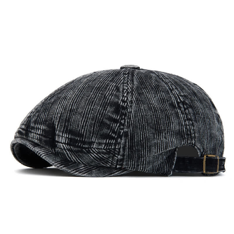 Vintage-Baskenmütze aus gewaschenem Cord mit verstellbarer Schnalle - Schwarz - Verstellbar (22 1/2"-24") - image 0