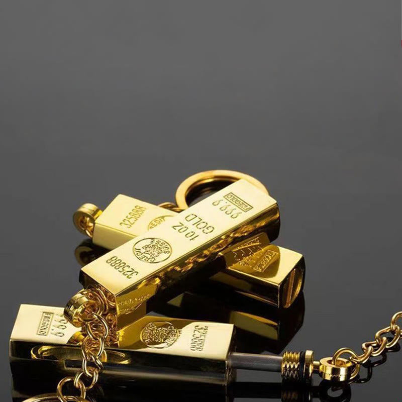 Feuerzeug aus Metall im Goldbarren-Design mit Schlüsselanhänger - image 3