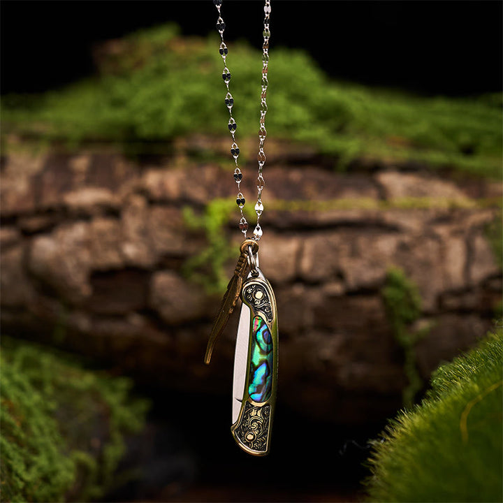 Exquisite Outdoor-Werkzeug-Klappmesser-Federanhänger-Halskette - Messing - image 4