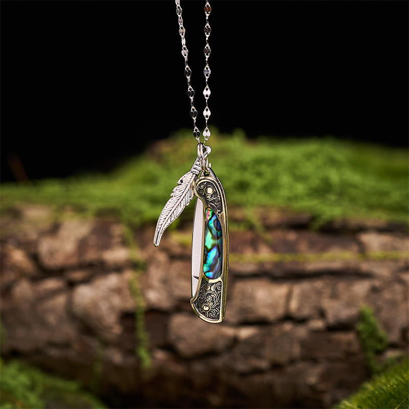 Exquisite Outdoor-Werkzeug-Klappmesser-Federanhänger-Halskette - Silber - image 0