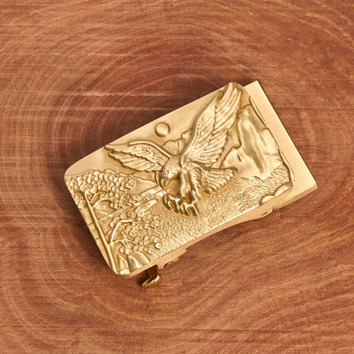 Herren-Ledergürtel mit goldenem Adlermotiv, Metallschnalle und Automatikverschluss - image 1