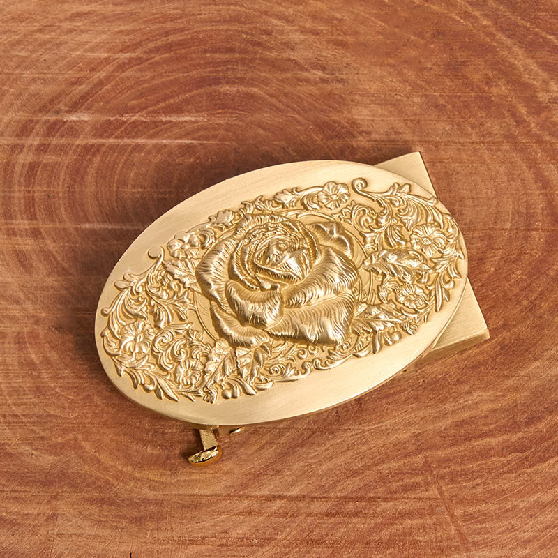 Golden Rose Herren-Ledergürtel mit ovaler Metallschnalle und automatischem Verschluss - image 1