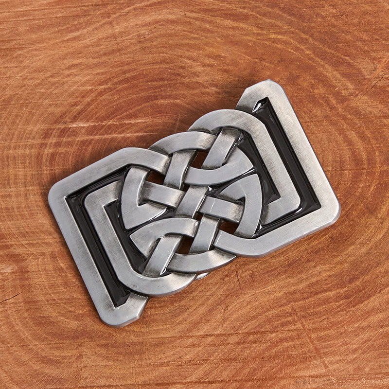 Ledergürtel mit Metallschnalle im keltischen Knotenstil - image 1