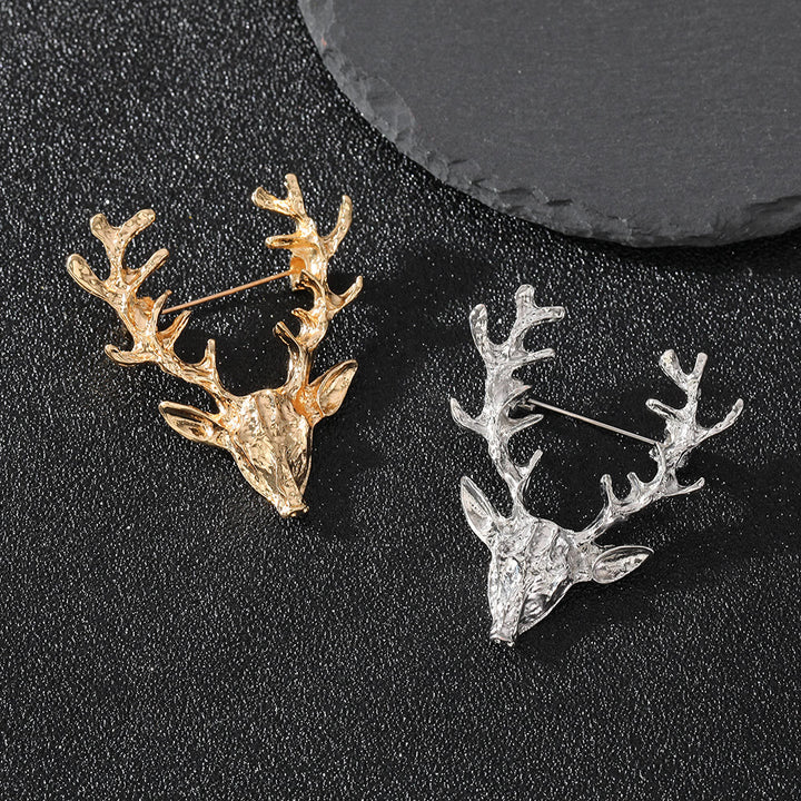 Moderne minimalistische geometrische, facettierte zweifarbige Elchbrosche - image 8