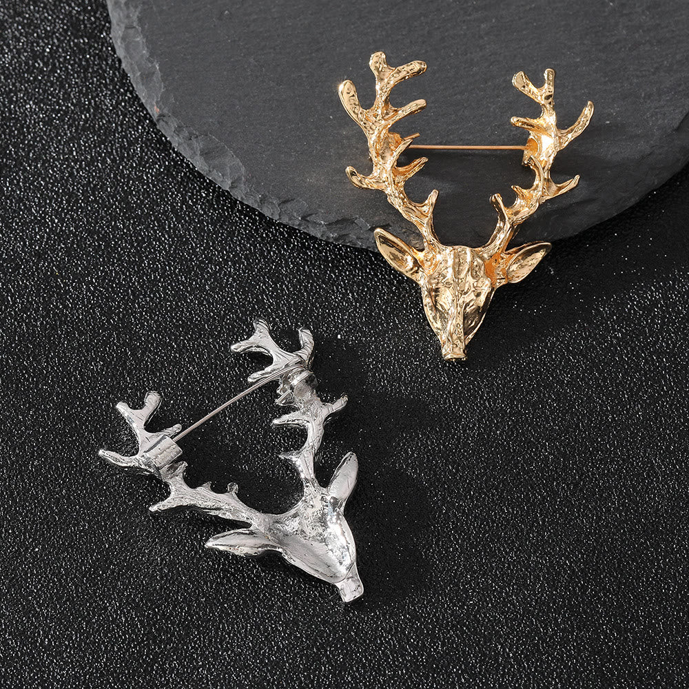 Moderne minimalistische geometrische, facettierte zweifarbige Elchbrosche - image 7