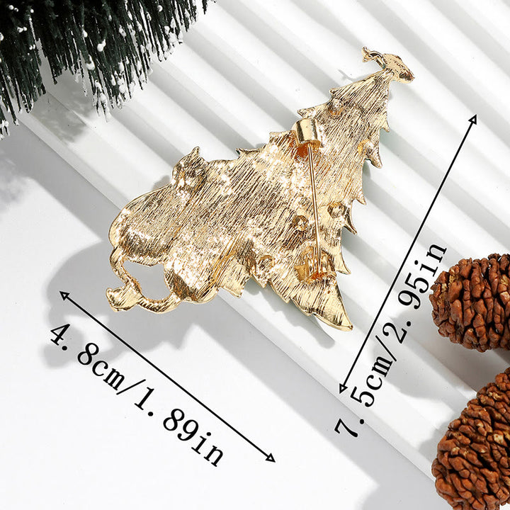 Festliche Emaille-Weihnachtsbaumbrosche mit Katze und Fisch, zweifarbig - image 3