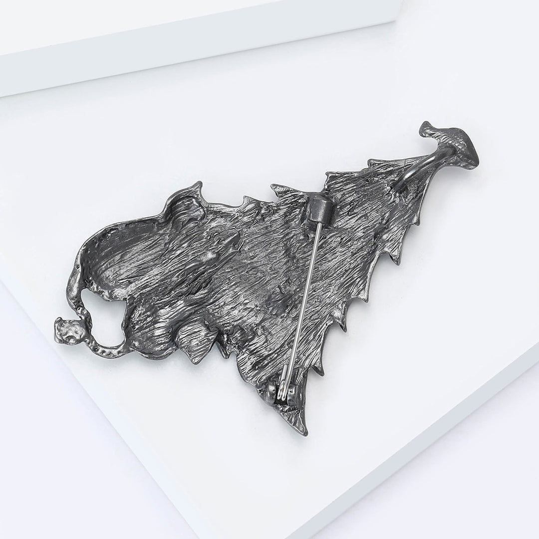 Festliche Emaille-Weihnachtsbaumbrosche mit Katze und Fisch, zweifarbig - image 11