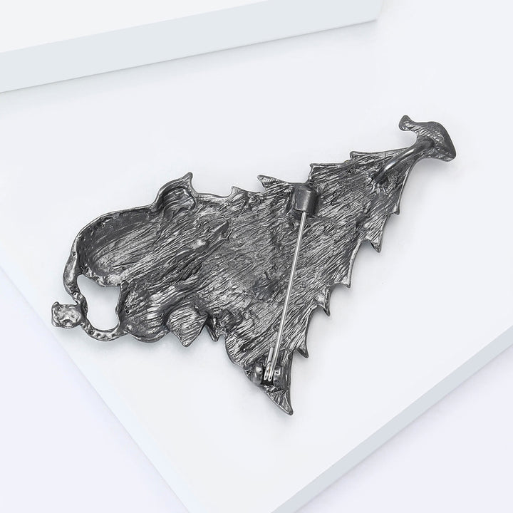 Festliche Emaille-Weihnachtsbaumbrosche mit Katze und Fisch, zweifarbig - image 11