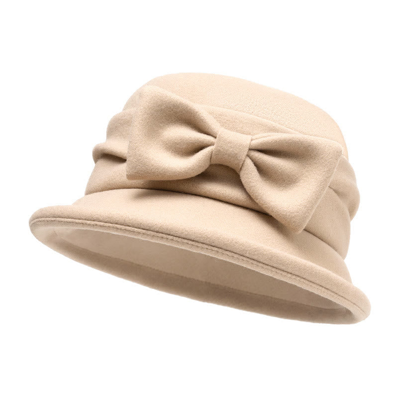Damen-Fischerhut aus weichem Filz mit Schleifenverzierung - Beige - M (22-22 7/8") - image 0
