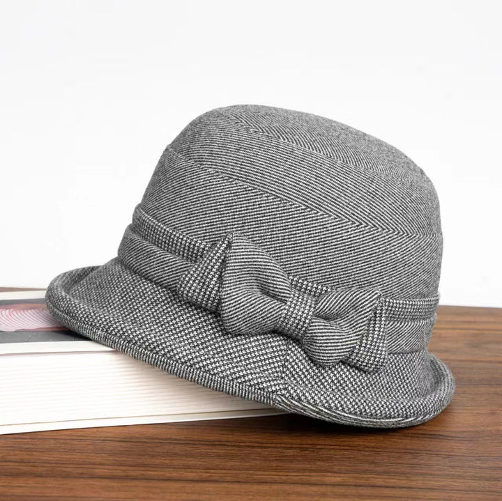 Damen-Bucket-Hat mit Hahnentrittmuster, kariert und mit Schleife verziert - Mokka - M (22-22 7/8") - image 0