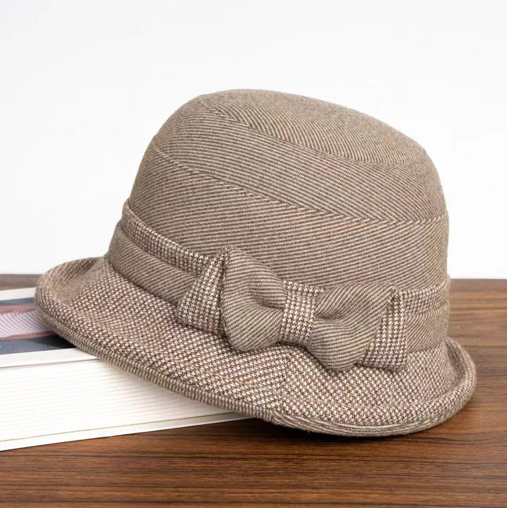 Damen-Bucket-Hat mit Hahnentrittmuster, kariert und mit Schleife verziert - Khaki - M (22-22 7/8") - image 4