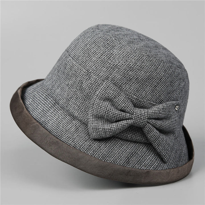 Eleganter Damen-Bucket-Hat mit Karomuster, Schleife und Strassbesatz - Grau - M (22-22 7/8") - image 10