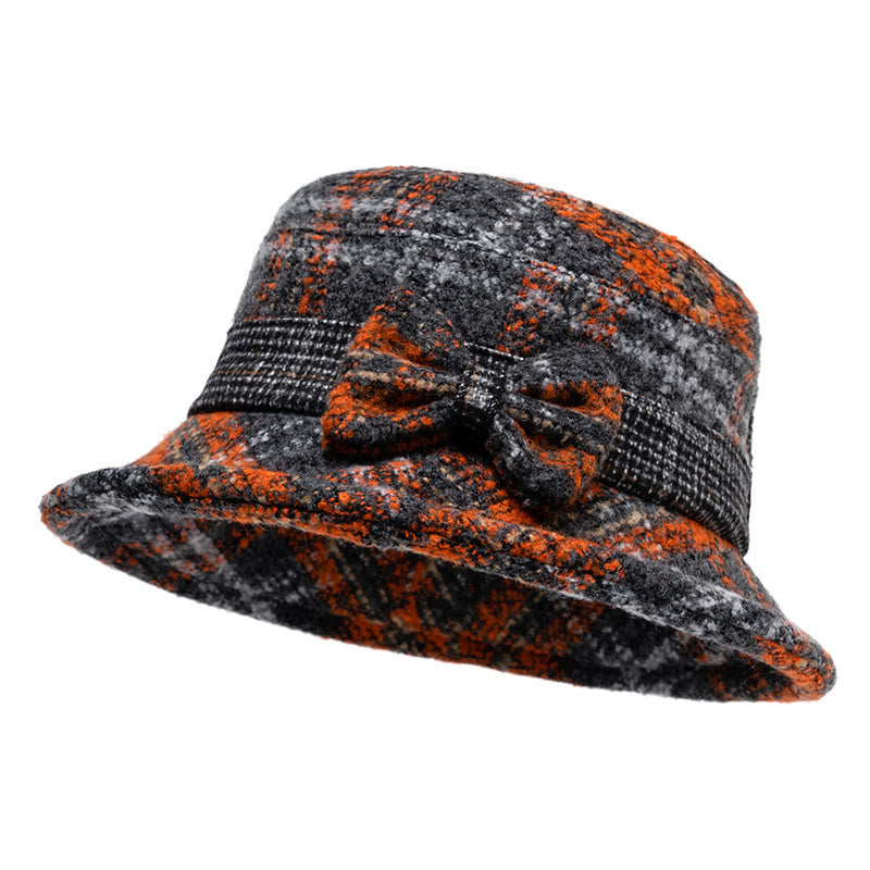 Damen-Bucket-Hat aus Wollmischung mit melierter Textur und Schleifenverzierung - Orange - M (22-22 7/8") - image 10