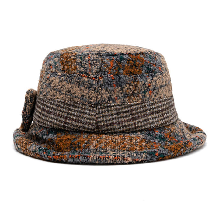 Damen-Bucket-Hat aus Wollmischung mit melierter Textur und Schleifenverzierung - image 2