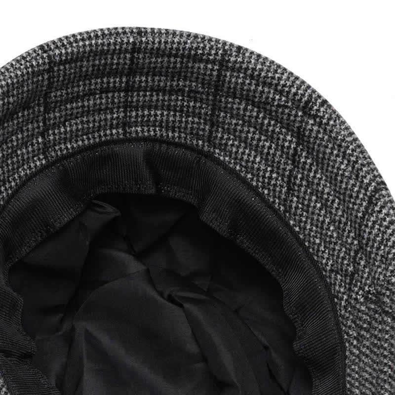 Warme Damen-Baskenmütze mit Karomuster und Schleifenverzierung - image 3