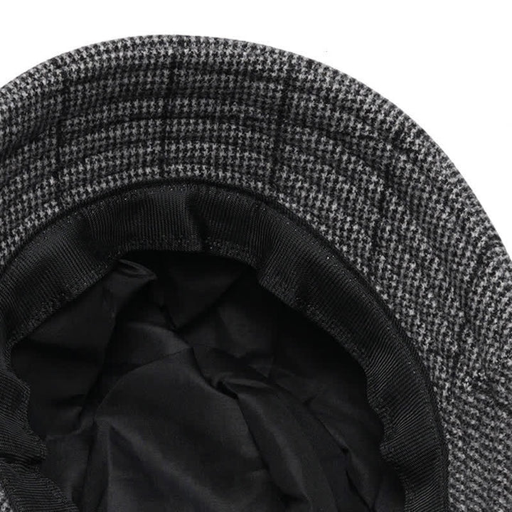 Warme Damen-Baskenmütze mit Karomuster und Schleifenverzierung - image 3