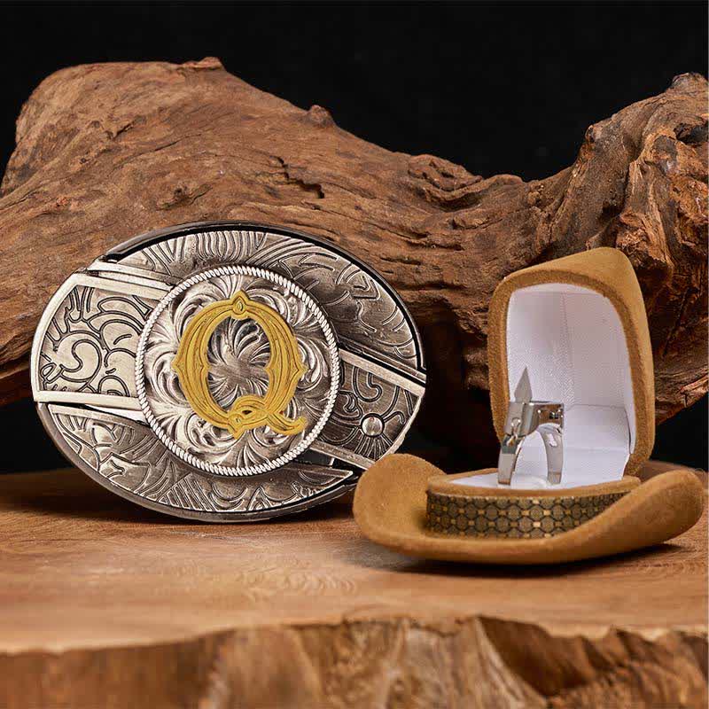 DIY-Gürtelschnalle mit Anfangsbuchstaben, verstecktes Messer, funktionaler Ring, Set - Q - Ohne Gürtel - image 22