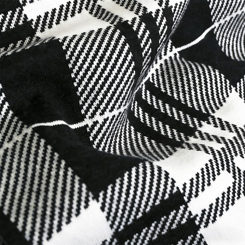 Eleganter, strukturierter, karierter, kuscheliger Winterschal für Herren - image 2