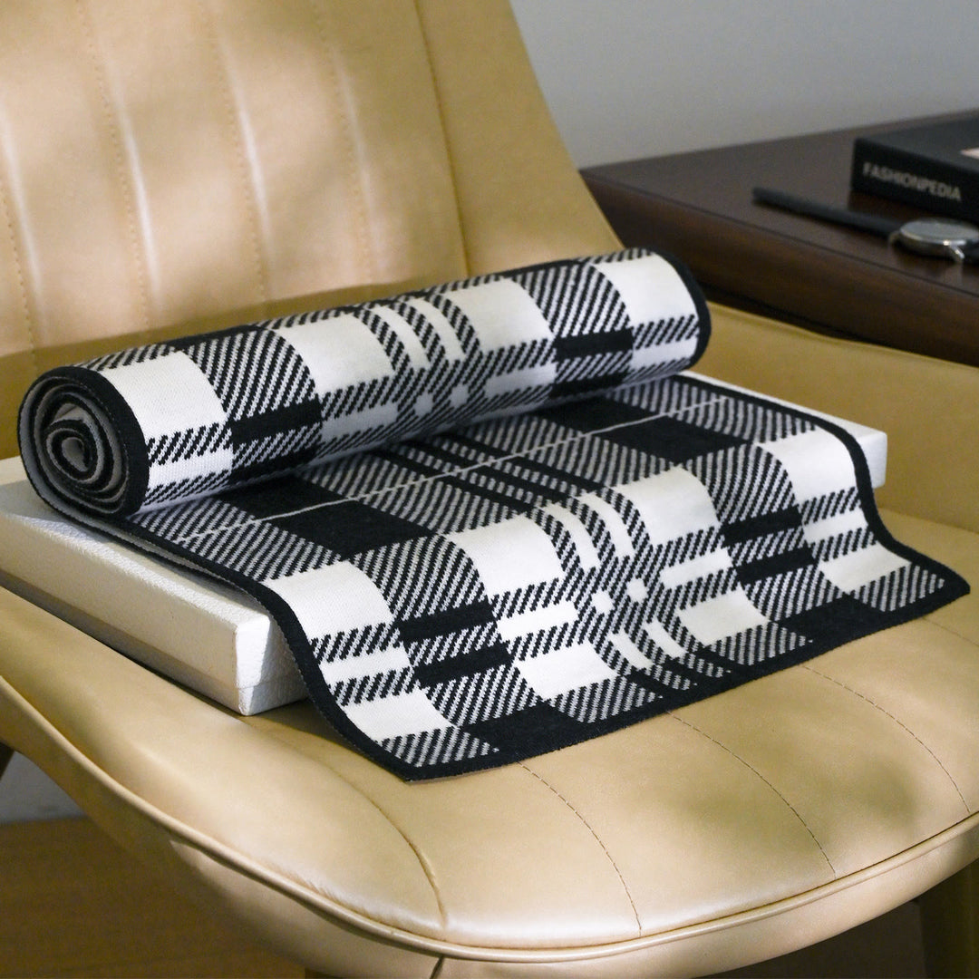 Eleganter, strukturierter, karierter, kuscheliger Winterschal für Herren - image 1