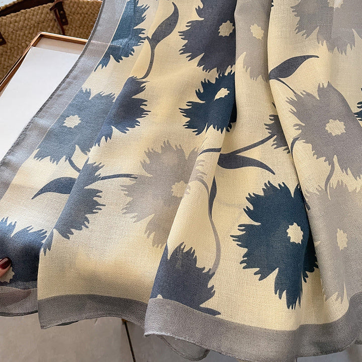 Eleganter, mehrfarbiger, vielseitiger und leichter Damenschal mit Blumenmuster - image 2