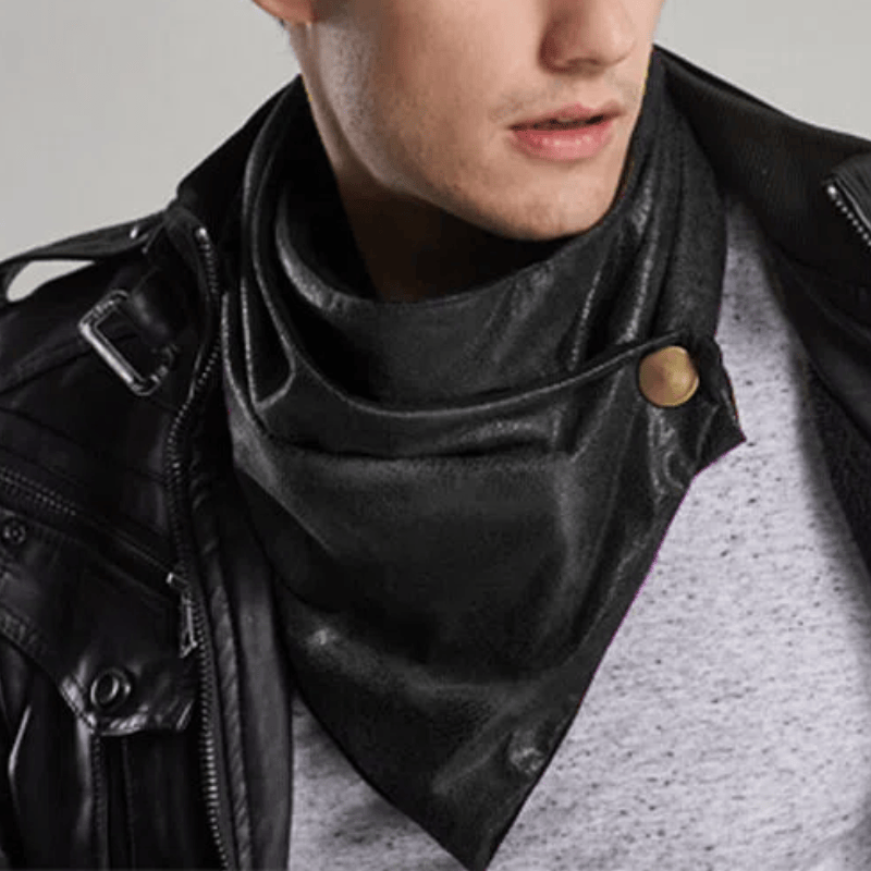 Herrenkrawatte aus Vintage-Leder mit Metallschnalle im Used-Look - Schwarz - image 1