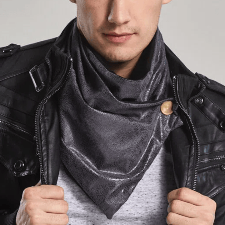 Herren-Krawatte im Vintage-Stil mit Used-Look, Kunstleder und Metallschnalle - Grau - image 2