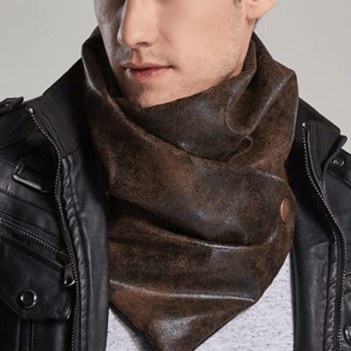 Herrenkrawatte aus Vintage-Leder mit Metallschnalle im Used-Look - Kaffee - image 0