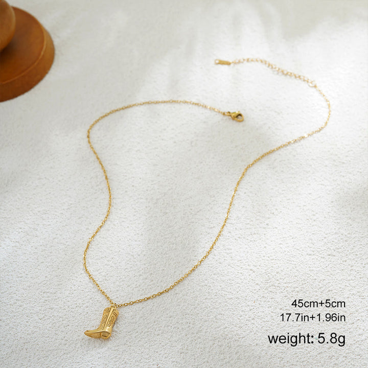 Exquisite Halskette mit Anhänger in Form eines goldenen Cowboy-Stiefels mit Sternen im Western-Stil - Stil Nr. 3 - image 5