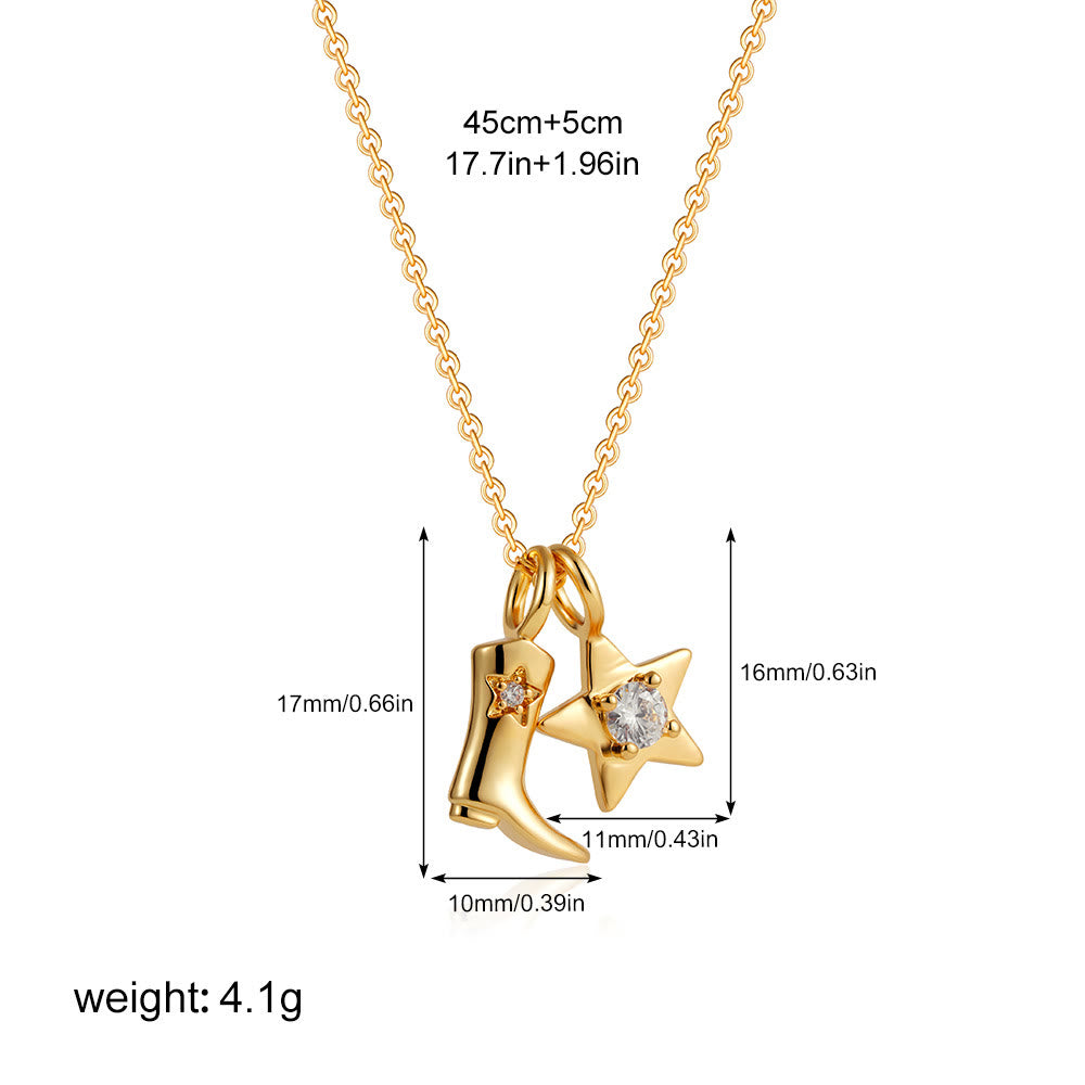 Exquisite Halskette mit Anhänger in Form eines goldenen Cowboy-Stiefels mit Sternen im Western-Stil - Stil Nr. 4 - image 6