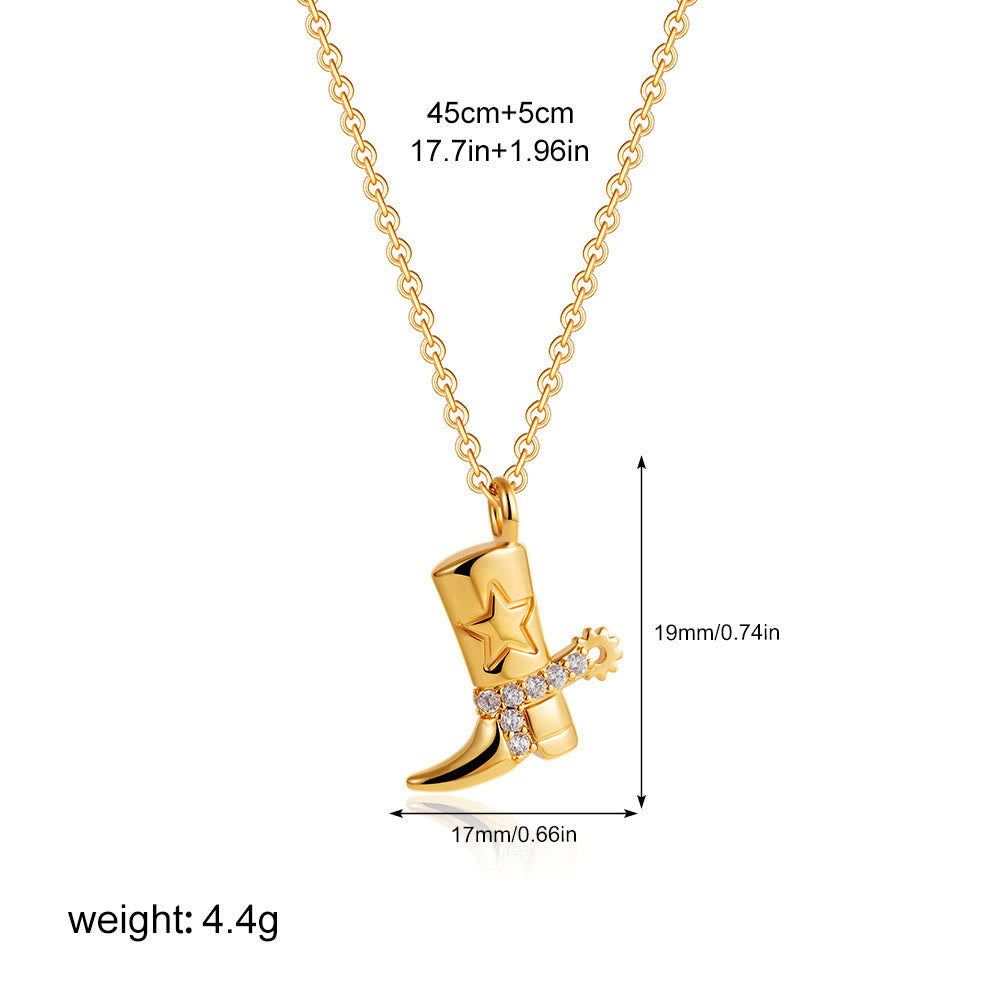 Exquisite Halskette mit Anhänger in Form eines goldenen Cowboy-Stiefels mit Sternen im Western-Stil - Stil Nr. 5 - image 7