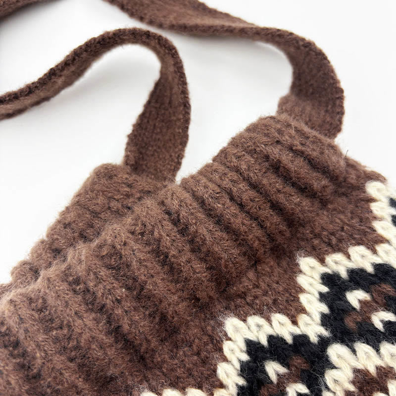 Multifunktionale Damen-Umhängetasche mit Retro-Strickmuster - image 6