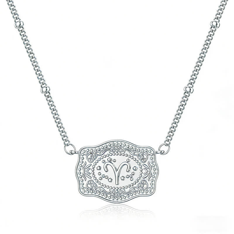 Silberne Mini-Halskette mit Prägung und zwölf Sternzeichen - Widder - image 6