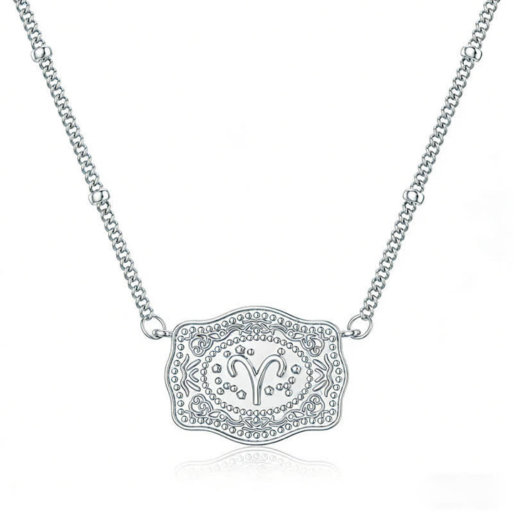 Silberne Mini-Halskette mit Prägung und zwölf Sternzeichen - Widder - image 6