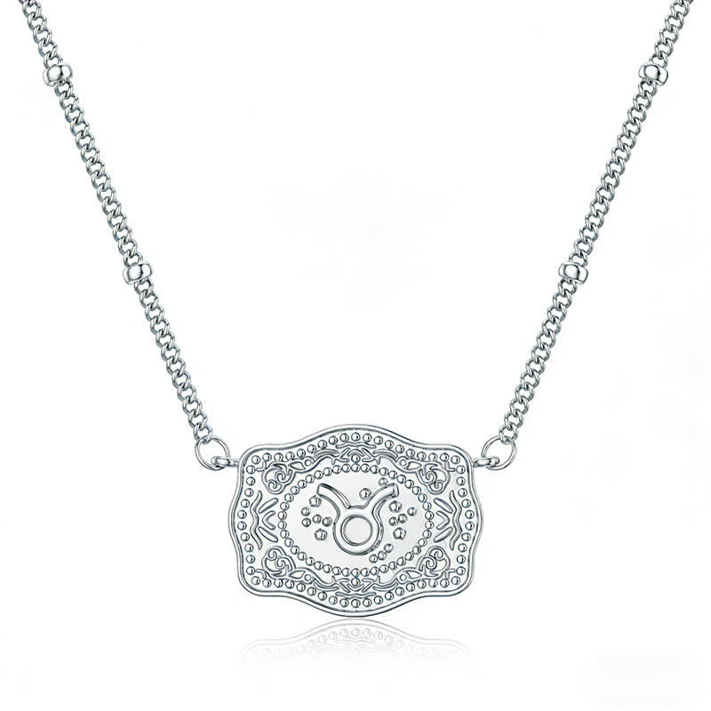 Silberne Mini-Halskette mit Prägung und zwölf Sternzeichen - Stier - image 11