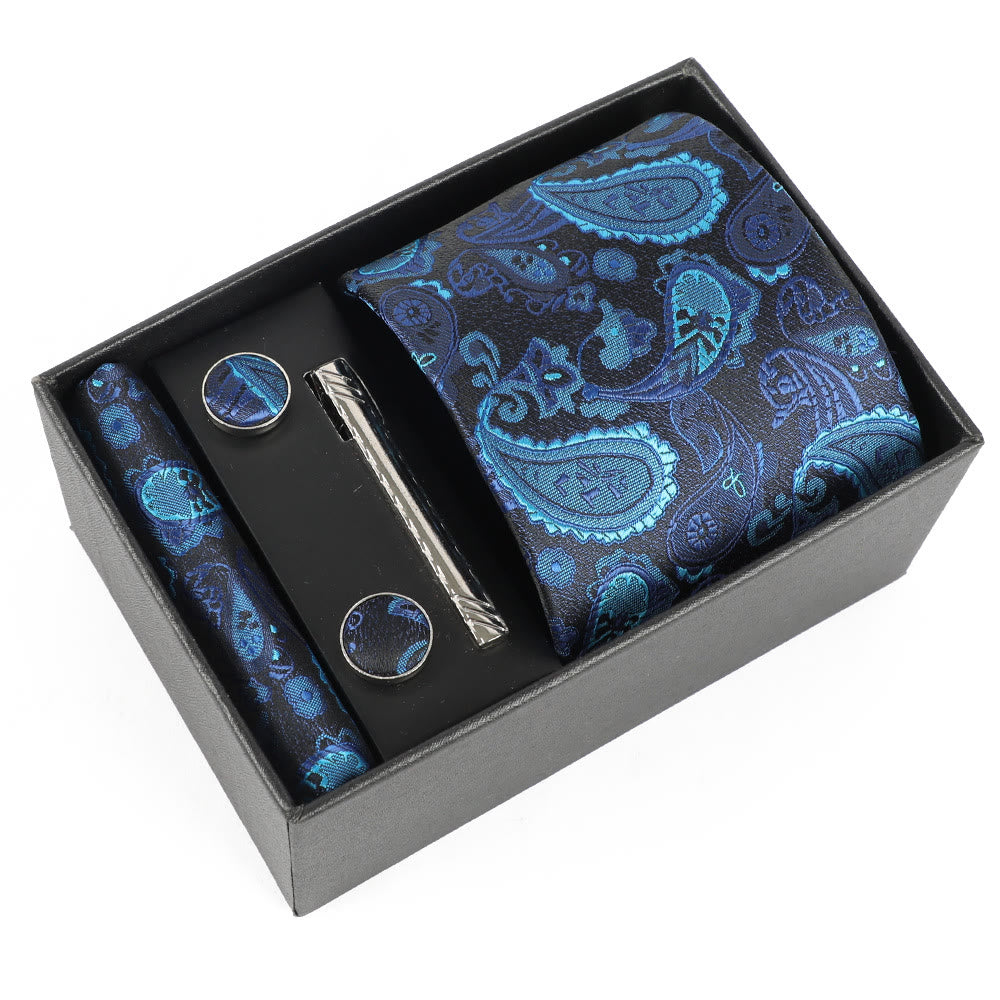 4-teiliges elegantes Herren-Einstecktuch-Manschettenknöpfe-Krawattenclip-Set - Stil Nr. 24 - image 24