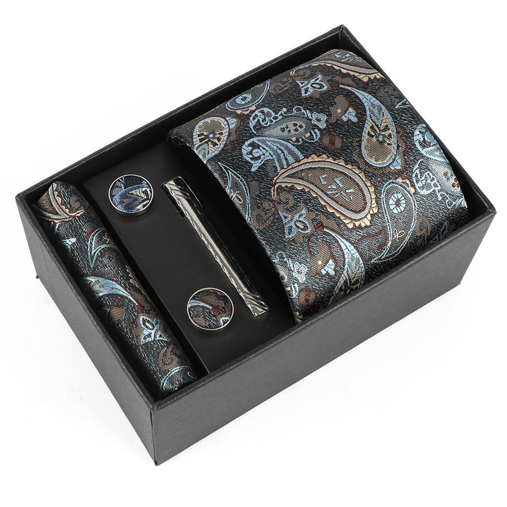 4-teiliges elegantes Herren-Einstecktuch-Manschettenknöpfe-Krawattenclip-Set - Stil Nr. 23 - image 23