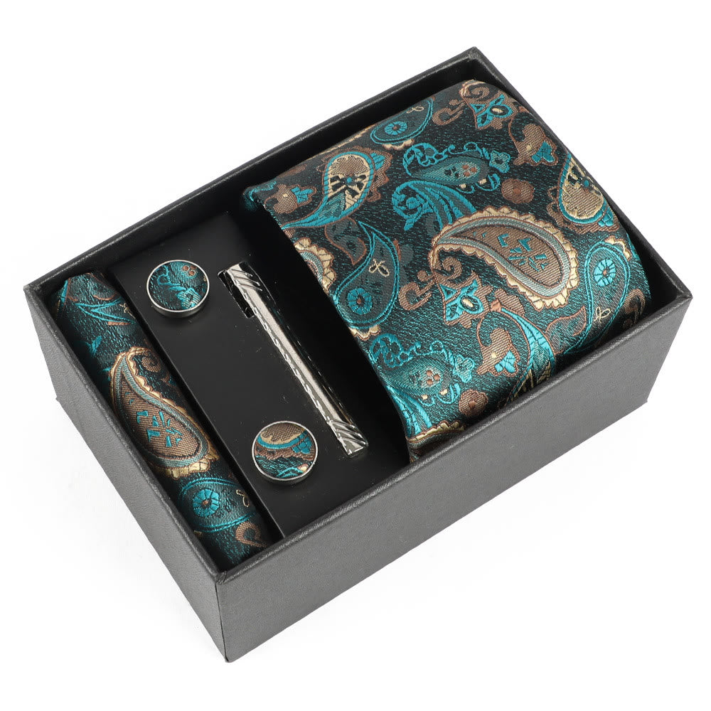 4-teiliges elegantes Herren-Einstecktuch-Manschettenknöpfe-Krawattenclip-Set - Stil Nr. 1 - image 0